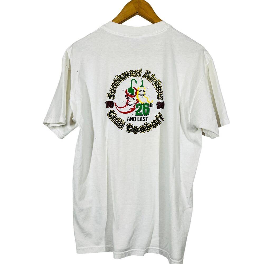 Vintage 1999 Southwest Airlines Chili Cookoff Graphic Tee Casual SS White - M